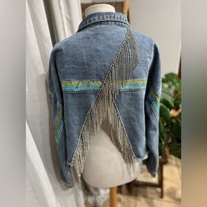 Country denim jacket fringe‎ tassel gems sparkle